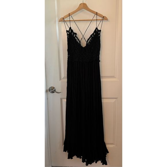NWT Free People Adella Black Maxi Slip Dress - Picture 5 of 12